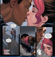 Gertrude yorkes matt fraction kate bishop miles morales young avengers miss america what happened to you things happen hawkeye. Miles Morales And Katie Bishop Kiss Ultimate Spiderman Miles Morales Kate Bishop