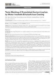 PDF) Taste Masking of Granulated Acetaminophen by Water Insoluble  Ethylcellulose Coating