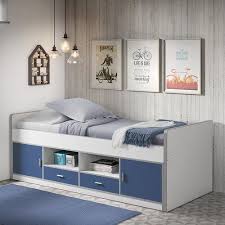 Halbhochbett Dewitt Mit Stauraum 90 X 200 Cm Isabelle Max Bettgestell Farbe Blau Bettrahmen Mit Schubladen Einzelbett Bett Mit Schubladen
