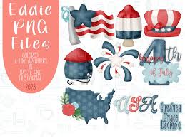 4th of July png graphic bundle set for Eddie edible printer, patriotic