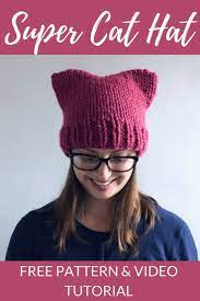 Free Cat Hat Knitting Pattern And Video Tutorial Www Kniftyknittings Com Crochet Cat Hat Cat Hats Knitted Cat Hat Pattern