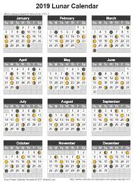 moon phase calendar 2019 lunar calendar template