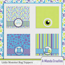 Little Monster Baby Shower Printable Bag Toppers Por Amandacreation Monsters Inc Baby Shower Monster Baby Showers Monster Inc Birthday