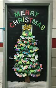 School Classroom Door Christmas Tree Each Student Made A Strand Of Ligh School Door Decorations Christmas Door Decorations Christmas Door Decorating Contest