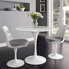 Lexmod Lippa 36 Quot Artificial Marble Dining Table In White Dining Table Marble Marble Dining Tulip Dining Table