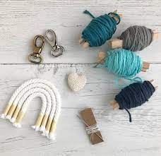 Diy Rainbow Keychain Craft Kit For Adults And Teens Macrame Etsy In 2021 Rainbow Keychain Rainbow Macrame Keychain Craft