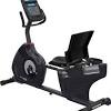 A recumbent bike has a larger seat that's lower to the ground, as well as support for your back, which a regular exercise bike doesn't offer. 1