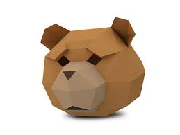 Teddy Bear Mask Paper Craft Template Halloween Mask Printable Paper Mask Instant Pdf Download 3d Low Poly Mask Origami Mask Diy Gift In 2021 Bear Mask Papercraft Templates Paper Mask
