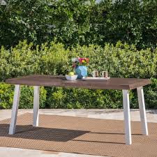 4.5 out of 5 stars. Elaina Outdoor Acacia Wood Dining Table With Metal Legs Dark Brown White Rustic Metal Walmart Com Walmart Com