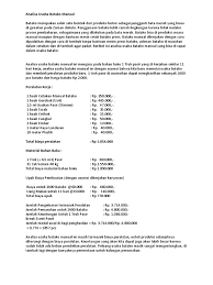 = 61, 72 buah atau 62 buah. Analisa Usaha Batako Manual Pdf