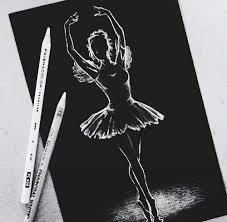 Ballet Dancer Drawing Black And White Pin By Pari Doshi On Drawinggg In 2020 Black Paper Drawing