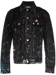 Amiri Paint Splatter Print Denim Jacket Farfetch Printed Denim Jacket Printed Denim Denim Jacket