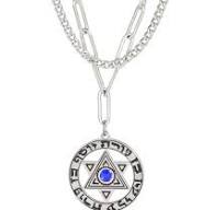 UNIFT Star Of David Jewish Layered Necklace For Women Stainless Steel  Hebrew Inscription Hexagram Blue Diamond Round Pendant Double Layer  Necklace ...
