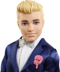 Amazon.com: Barbie Ken Fashion Doll, Blonde Groom Bridal Set with Satiny  Blue Suit & 5 Accessories Including Bouquet & Wedding Cake