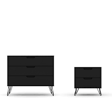 White bedroom dresser and nightstand set. Manhattan Comfort Rockefeller Dresser And Nightstand Set In Black The Home Depot Canada