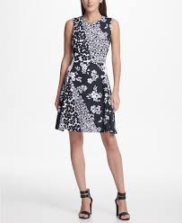 Dkny Floral Printed A Line Dress Created For Macy S Reviews Dresses Women Macy S A Line Dress Dresses With Leggings Review Dresses