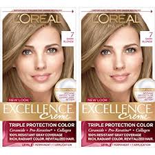 Amazon Com L Oreal Paris Excellence Creme Permanent Hair Color 7 Dark Blonde 100 Gray Coverage Hair Dye Pack Of 2 Beauty