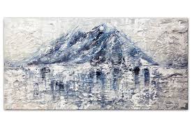 There are many abstract, contemporary and modern versions of these works for sale. Painting For Sale White Blue Abstract Mountain Painting With Heavy Texture 10066