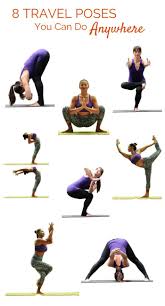 No Mat Needed 8 Travel Yoga Poses You Can Do Anywhere Two Fit Moms Standing Yoga Poses Standing Yoga Travel Pose