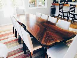 For added visual appeal, it is bolstered with a geometric black base. Natural Live Edge Wood Dining Tables Serving The Greater Seattle Region Elpis Wood
