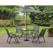 Gray Patio Furniture 6 Pieces Albany Lane Folding Dining Set 2 Umbrella Hole Patio Dining Set Patio Patio Set
