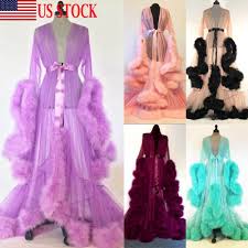 Womens Bridesmaid Long Lace Robe Wedding Nightdress Sleepwear Dressing Gown Ebay Long Lace Robe Lace Robe Wedding Night Dress