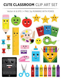 Cute Classroom Clip Art Set Png Svg Vector Back To School Etsy In 2020 Classroom Clipart Back To School Art Clip Art