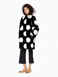 Black And White Polka Dot Fur Coat Polka Dot Faux Fur Coat Kate Spade New York Faux Fur Coat Faux Fur Sweater Designer Outfits Woman