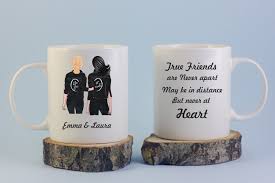 Printed map of the 2 places, each destination has a white heart marking the area. Personalised Friends Mug Best Friends Mug Best Friends Etsy Friends Mug True Friends Friends Quotes