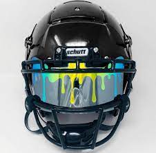 Shoc Blue Green Custom Drip 1 0 Football Visor Football Helmets Football Cool Football Helmets