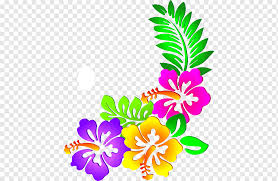 Cut two center pieces and glue to middle of flower. Purple Yellow Pink And Green Floral Illustration Floral Design Flower Sticker Hawaiian Luau Flower Arranging Leaf Poster Png Pngwing