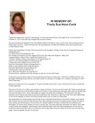 IN MEMORY OF: Thedy Sue Hess-Cook