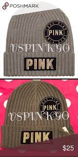 Victoria S Secret Pink Beanie Hat Green Pink Beanies Victoria Secret Pink Accessories Beanie Hats