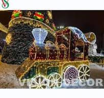 Outdoor Holiday Decoration Led 3D Motif Carriage Train Sculpture Light for  Plaza & Mall
