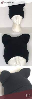 Zara Black Cat Ear Beanie Hat Zara Black Zara Cat Eared Beanie