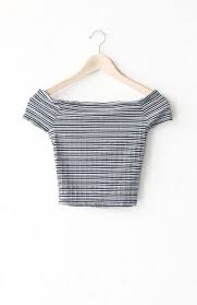 Black And White Striped Cropped Tank Top Striped Off Shoulder Crop Top Black Clothes Top Outfits Tops