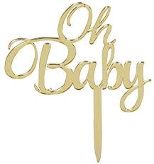 Lovely Biton Mirrored Gold Oh Baby Cake Topper Banner For Parties Baby Birthdays