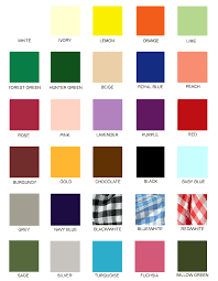 Catering Algarve Linen Tablecloths Colour Chart