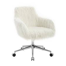 Linon Home Decor Fran White And Chrome Adjustable Office Chair Thd01882 The Home Depot In 2020 Adjustable Office Chair White Office Chair Cheap Desk Chairs
