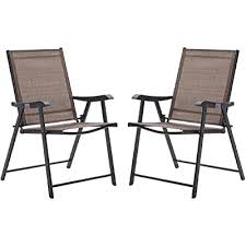 I love the idea of a rocking chair! Buy Vicllax Folding Patio Chairs With Arms Portable Patio Dining Chairs Sling Back Chairs For Garden Set Of 2 Brown Online In Turkey B095bxq634