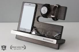 Wood Docking Station W Engraved Aluminum Name Plate Dark Etsy In 2020 Wood Docking Station Tech Gifts For Men Docking Station