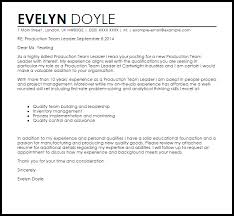 I'm very excited to show you how to write a compelling cover letter. Production Team Leader Cover Letter Sample Cover Letter Templates Examples