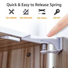 Now you no longer need to worry about your child's safety. 10 Pack Cabinet Locks Child Safety Latches White Easy To Install No Drill No Screw Fixed 10 Pack Baby Proofing Cabinets Drawer Lock With Adhesive Tools Home Improvement Child Safety Grupbaucells Com