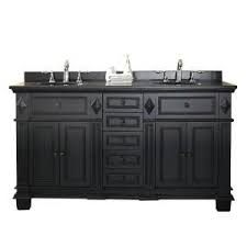 Black Bathroom Vanity Top Ove Decors Essex 60 In W X 21 In D Vanity In Antique Black With Granite Vanity Top In Black With White Basin Essex 60 Black Vanity Bathroom Double Vanity Bathroom Double Sink Vanity