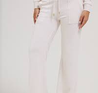 Juicy Couture Classic Velour Layla Low Rise Pocket Flare Oatmeal Marl