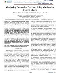 Pdf Monitoring Production Processes Using Multivariate