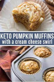 Keto Pumpkin Muffins With Cream Cheese Swirl Low Carb Recipe Pumpkin Recipes Keto Keto Dessert Recipes Low Carb Recipes Dessert