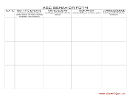 Abc Antecedent Behavior Consequence Chart Form Www