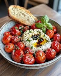Fresh Burrata with Roasted Cherry Tomatoes & Basil – A Burst of Italian  Flavors" 🌹full recipe in comment ⤵️⤵️💬