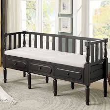 The black vinyl padded back and seat add comfort to the piece. Black Linon Carlton Padded Bench 44 5 W X 17 D X 30 H Home Kitchen Entryway Furniture Prb Org Af